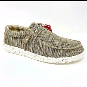 Hey Dude Mens Wally Sox Brown Slip On Comfort Casual Shoes Size 9